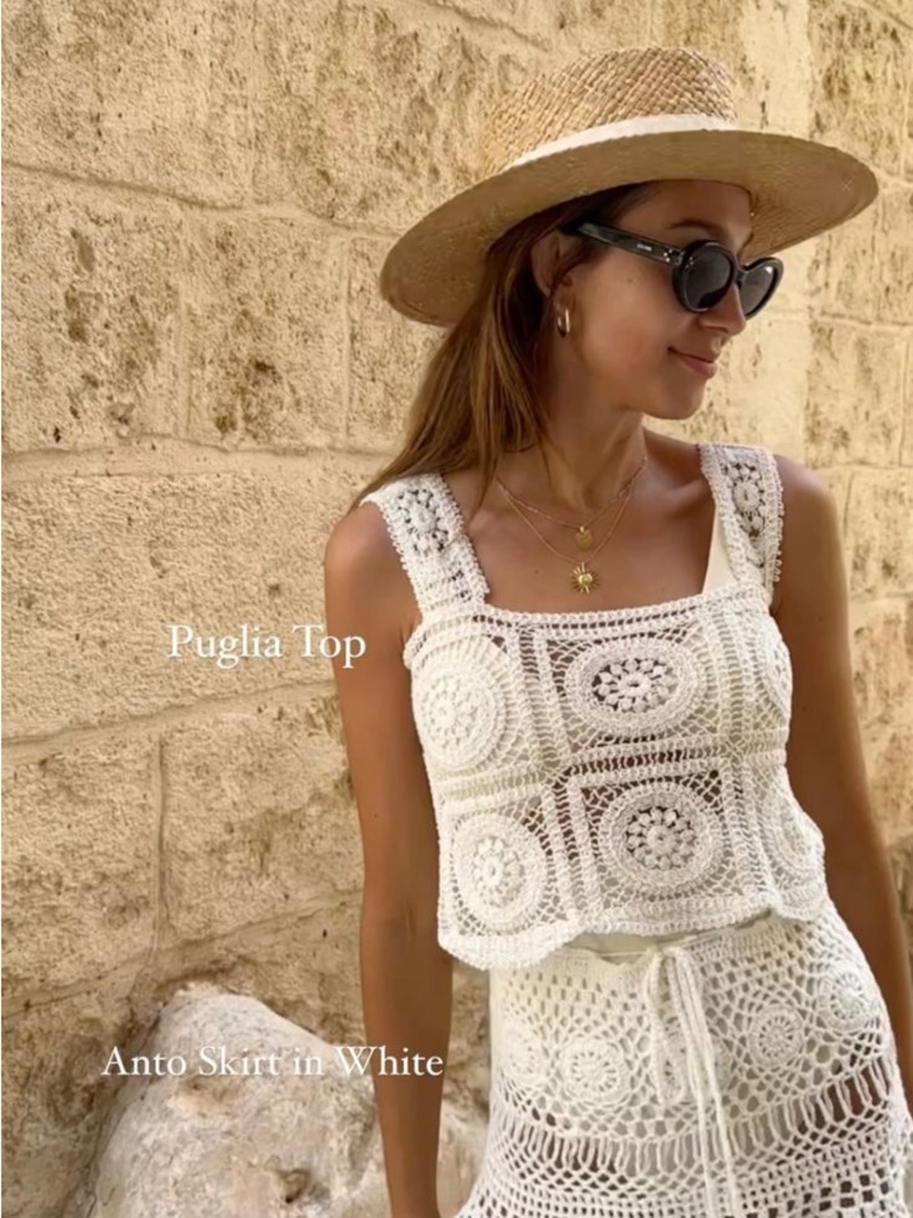 Rouri Official Anto White Crochet Mini Skirt